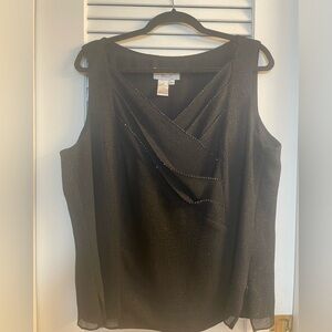 Adriana Papell Woman Vintage 90s Y2K Evening Blouse. Tiered Layered Front 18W